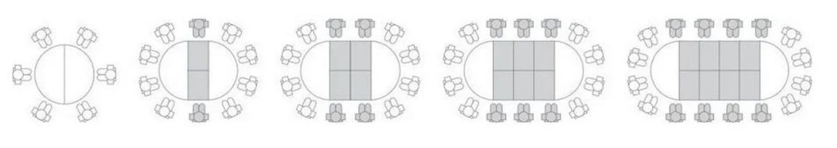 Luxury dining table natural colors / black 140-320 x 140 x H. 77 cm - Round extendable solid wood conference table - Dining room furniture - Office furniture - Solid wood furniture - Luxury furniture