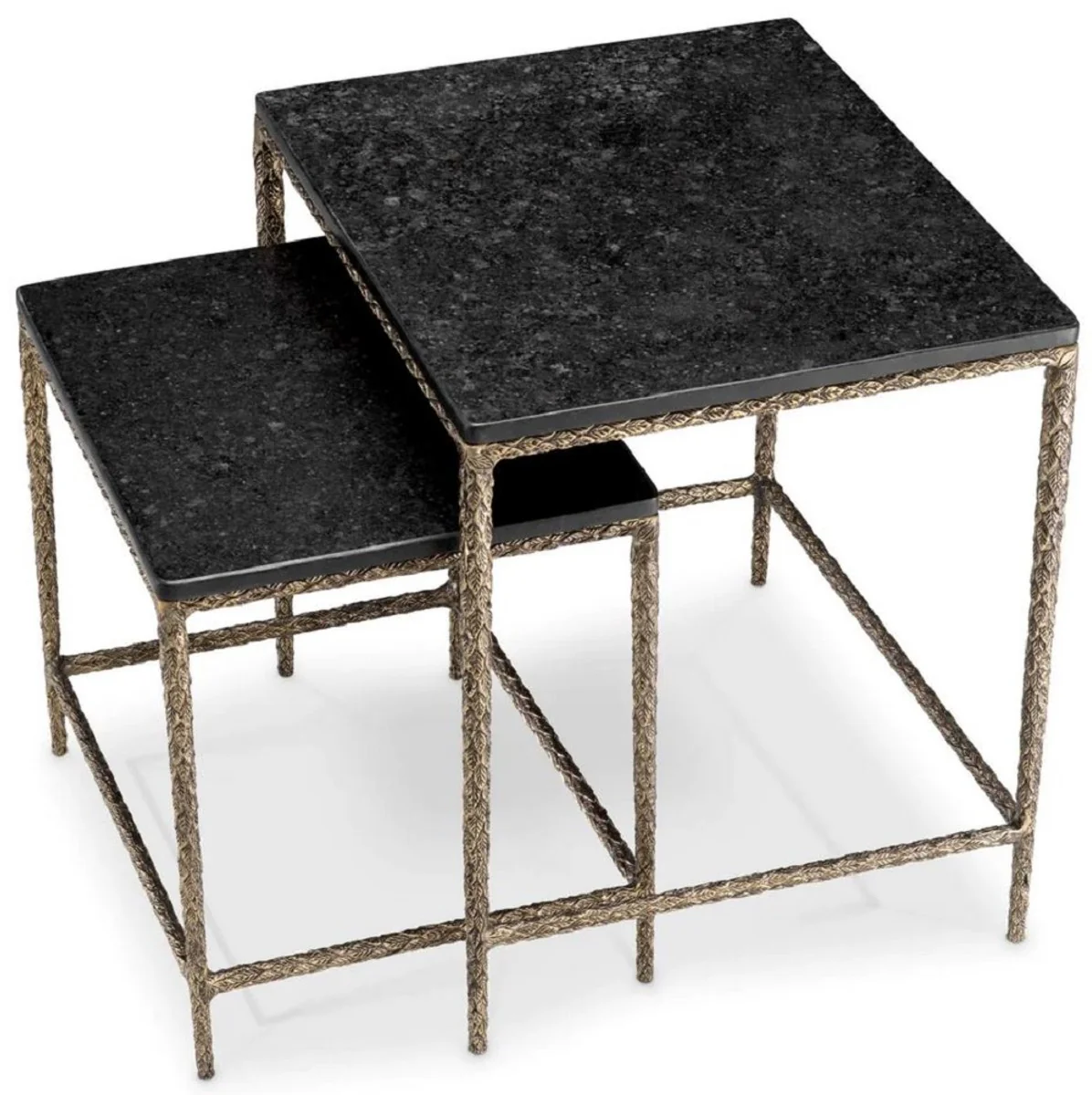 Luxury Side Table Set Vintage Brass / Black - Luxury Living Room & Hotel Furniture