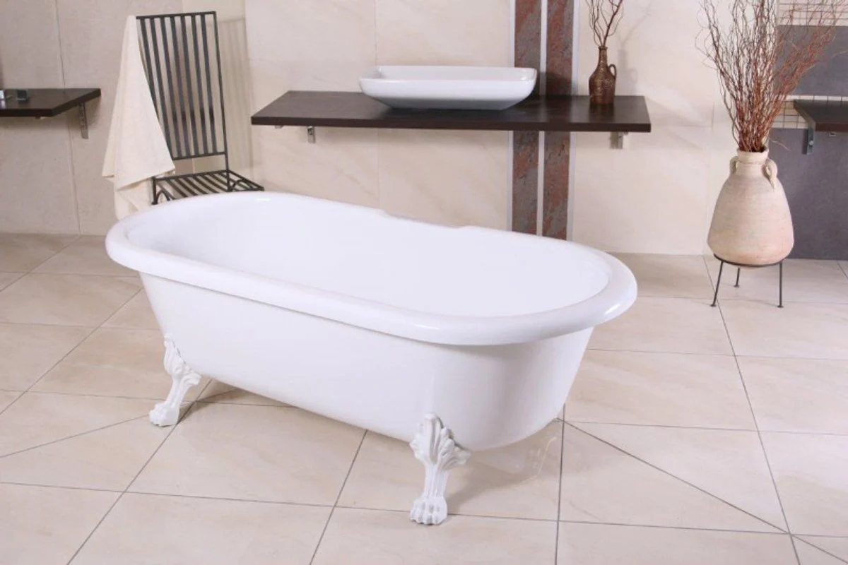 Freestanding luxury bathtub Art Nouveau Milano white/white - Baroque bathroom bathtub freestanding