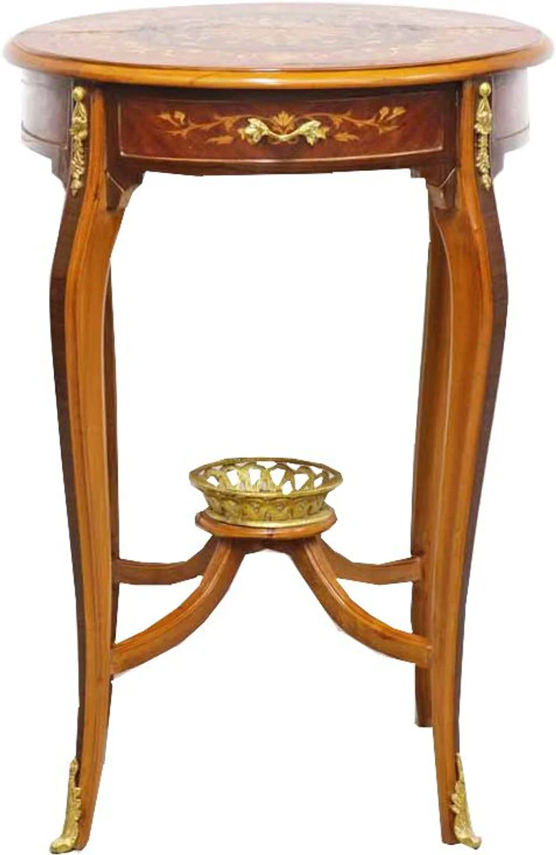 Baroque side table with drawers brown inlay 60 x 86 cm - antique style side table - Limited Edition