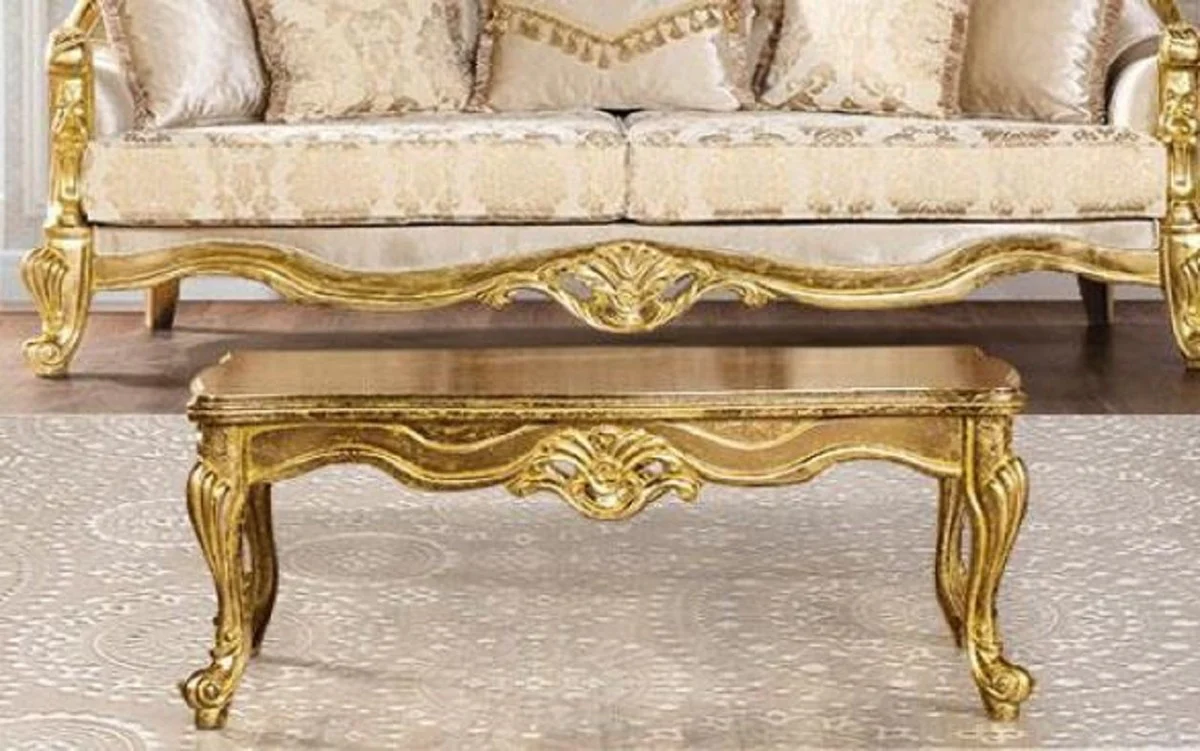 Luxury Baroque Coffee Table Gold - Handcrafted Solid Wood Living Room Table - Living Room Furniture in Baroque Style - Noble & Magnificent