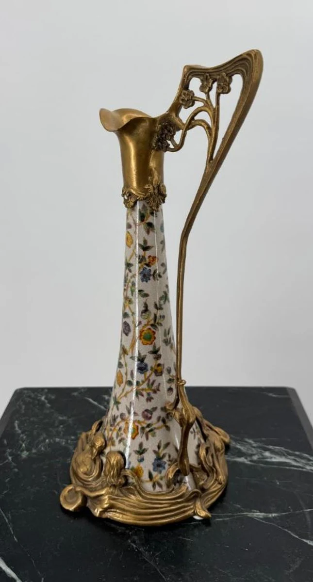 Jugendstil Weinkrug Cream / Bunt / Brass H. 35 cm - Jugendstil Decoration