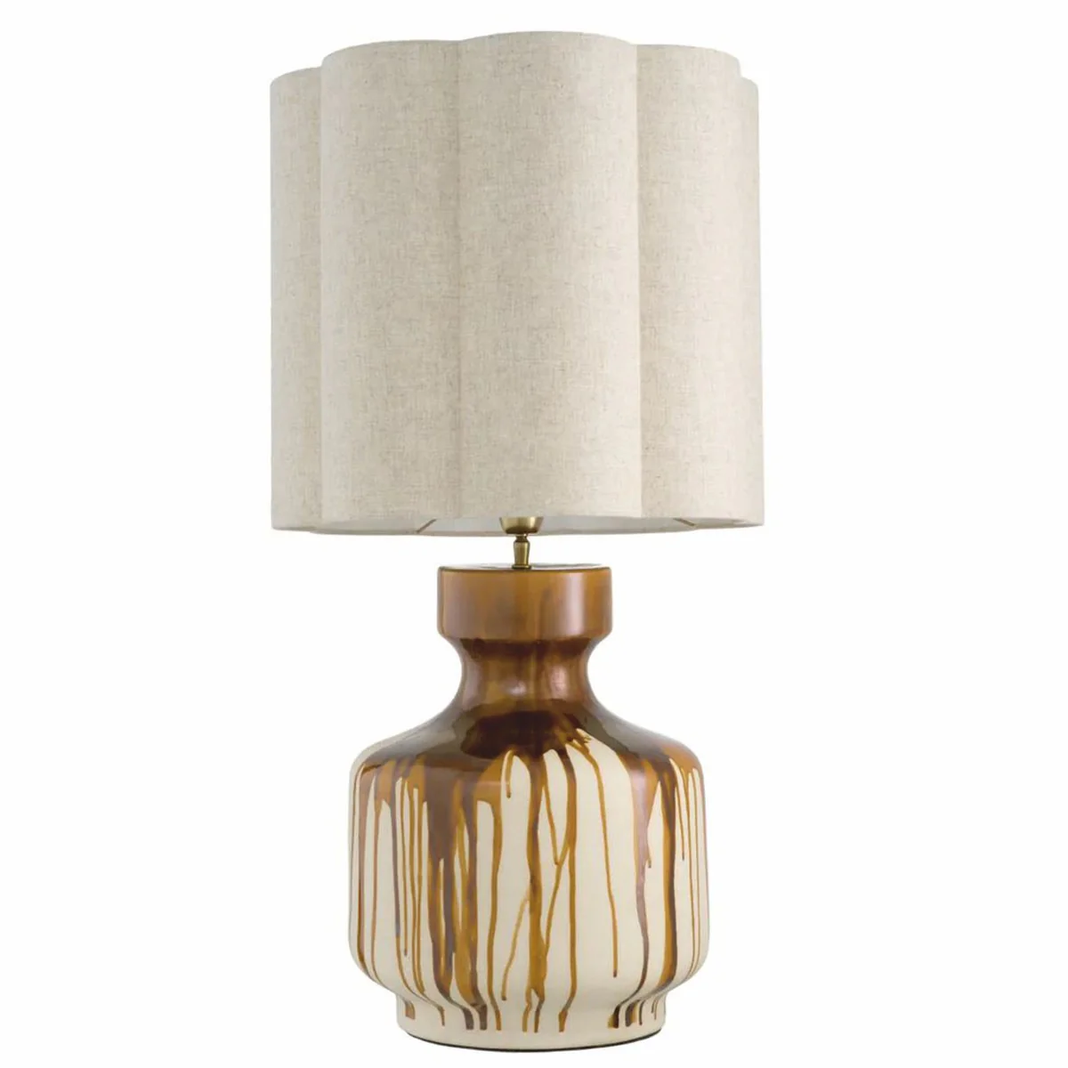 Luxury ceramic table lamp brown / white / vintage brass / beige H. 86 cm