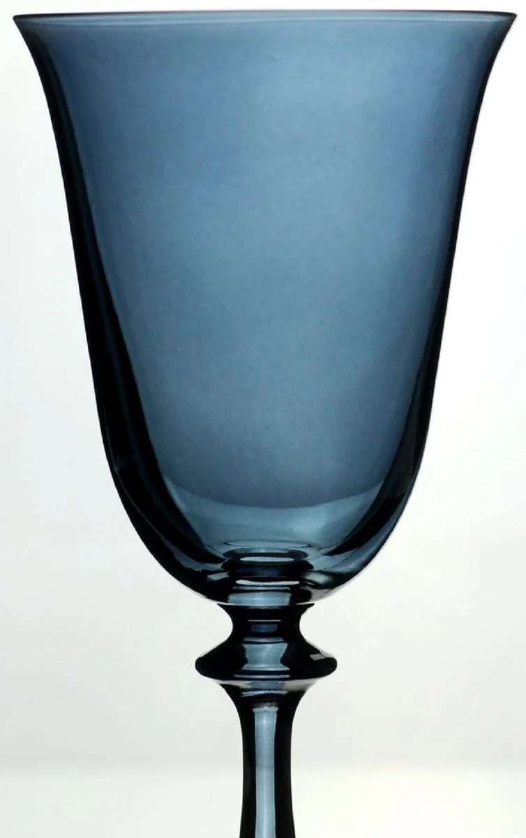 Luxury Baroque white wine glass set of 6 blue Ø 8.5 x H. 21 cm - Handmade wine glasses - Hotel & Restaurant Accessories - Luxury quality