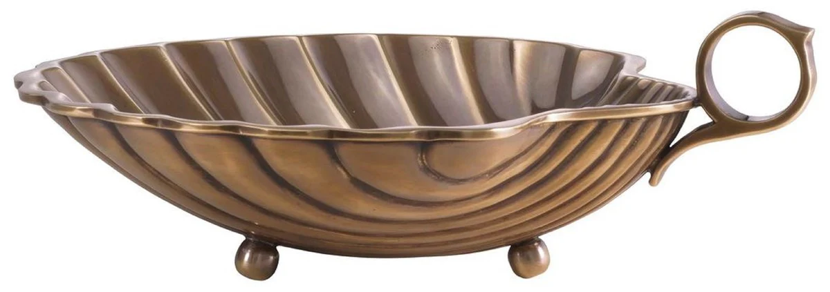 Luxus Serviertablett Vintage Messing 22,5 x 19,5 x H. 5,5 cm - Messing Tablett in Muschelform - Hotel & Restaurant Accessoires - Luxus Qualität