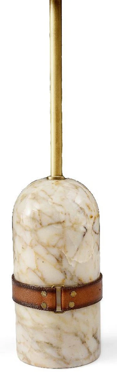 Luxury side table brown / brass / cream Ø 33.5 x H. 61 cm - Round table with marble base - Living room furniture - Luxury furniture