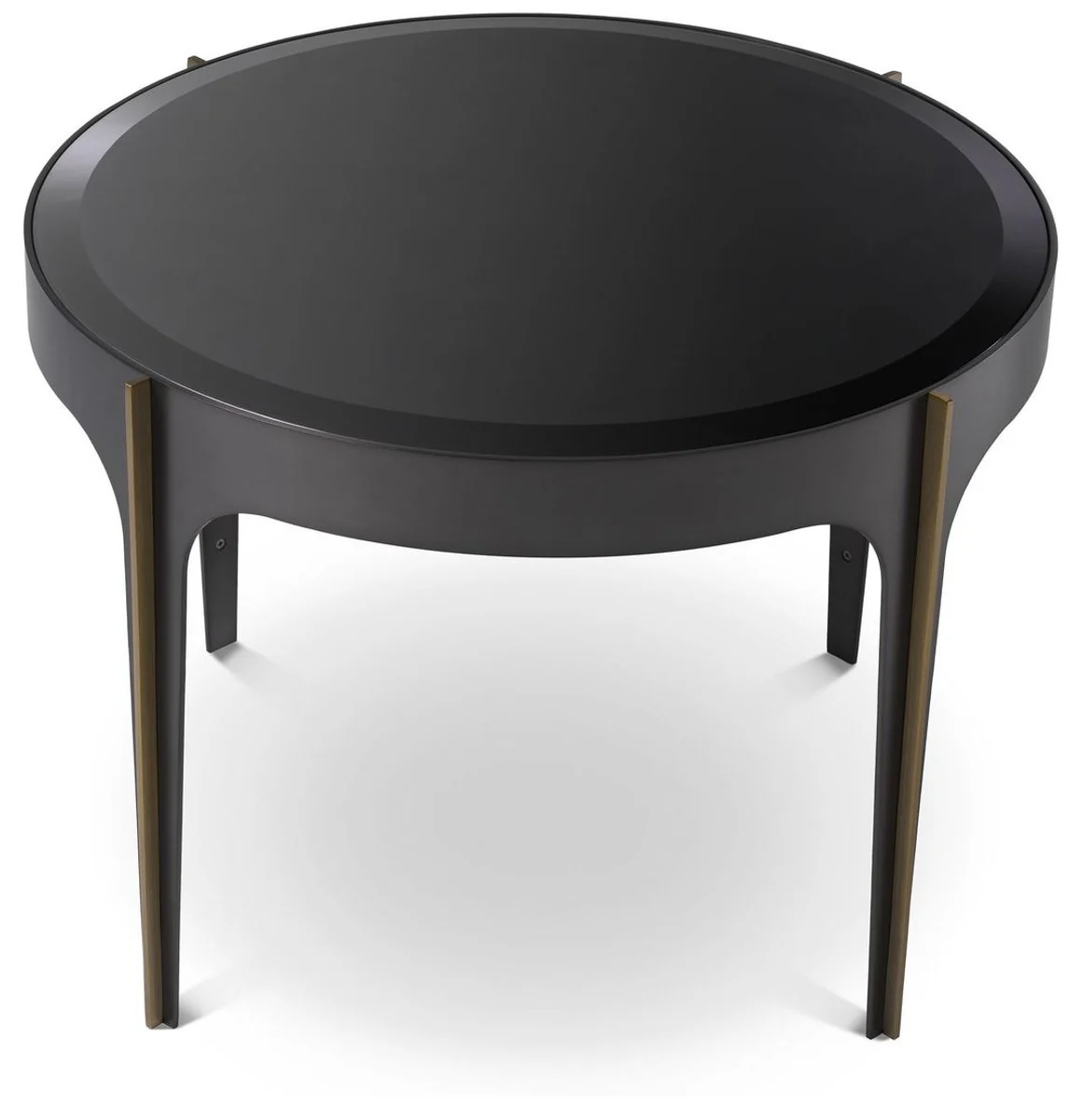 Luxury side table bronze / brass / black Ø 64 x H. 43.5 cm - Round stainless steel table with glass top - Luxury living room furniture