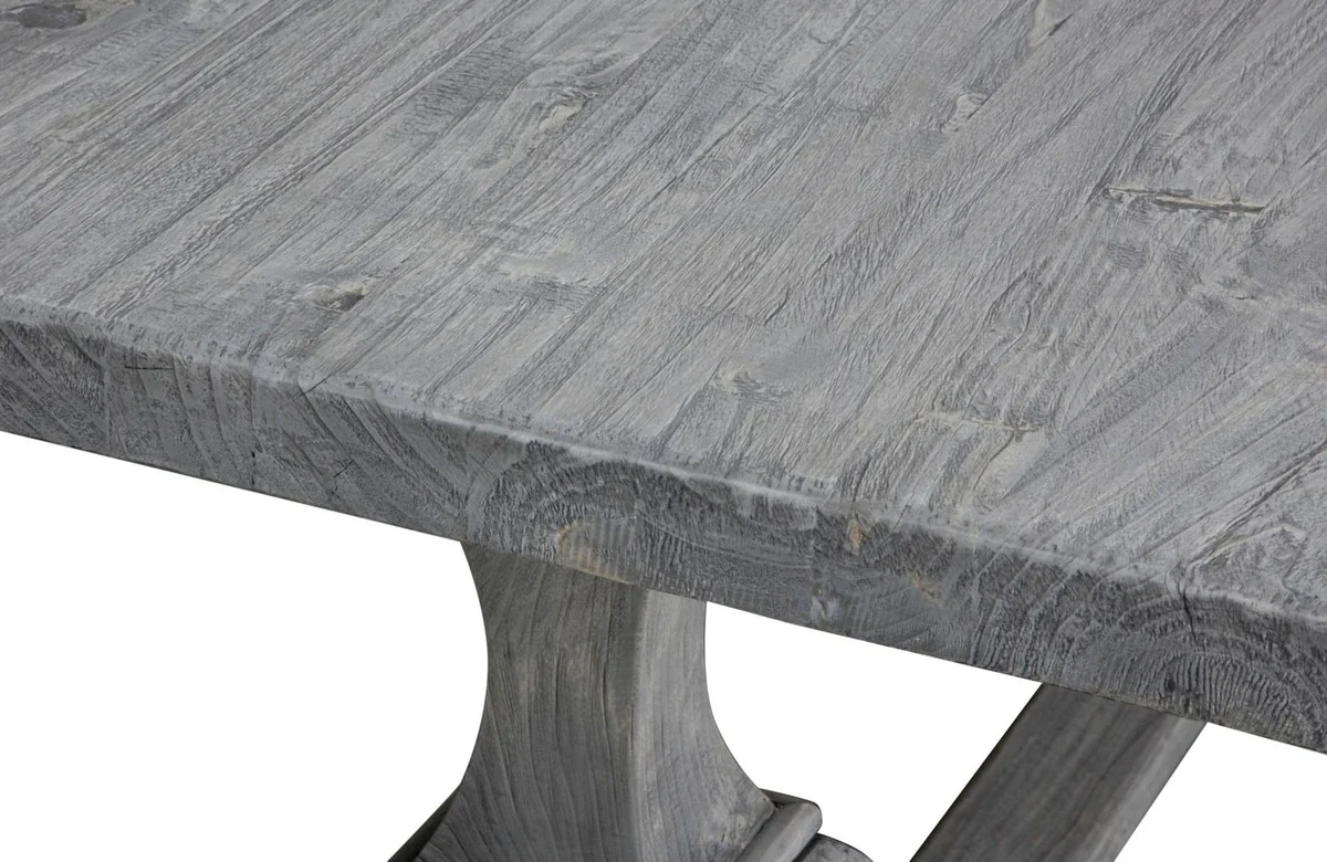Luxury solid wood dining table gray 180 x 90 x H. 76 cm - rectangular kitchen table made of high-quality untreated reclaimed wood