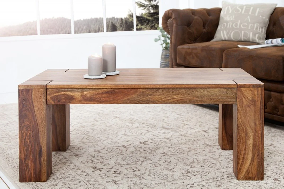 Designer solid wood coffee table natural 100 x H. 40 cm - solid wood - salon living room table