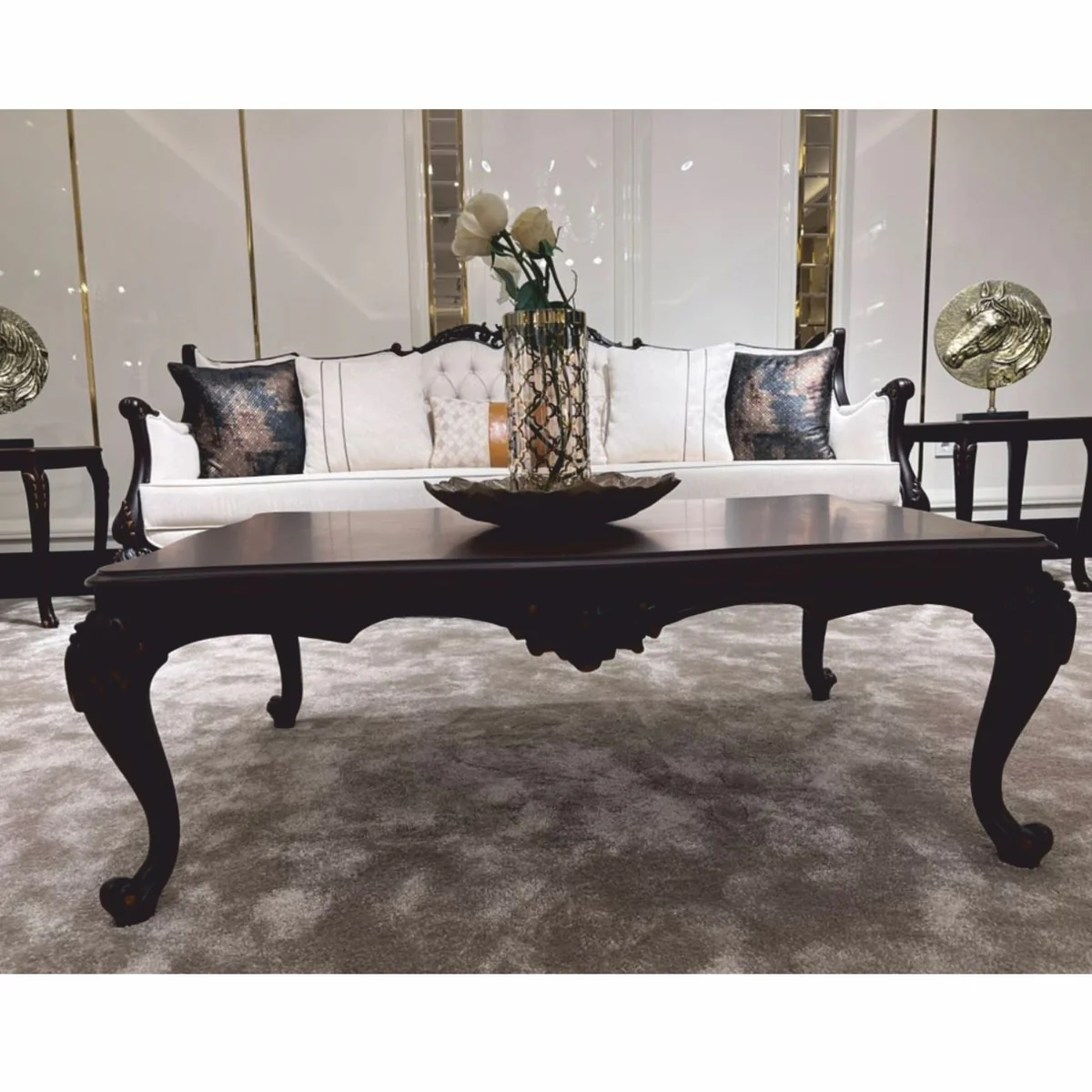 Luxury Baroque coffee table dark brown 120 cm - Baroque furniture