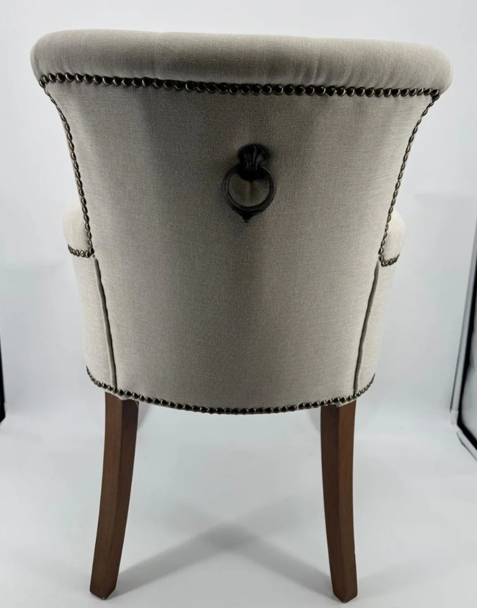 Luxury dining room chair with armrests gray / brown H. 86 cm - Dining room furniture