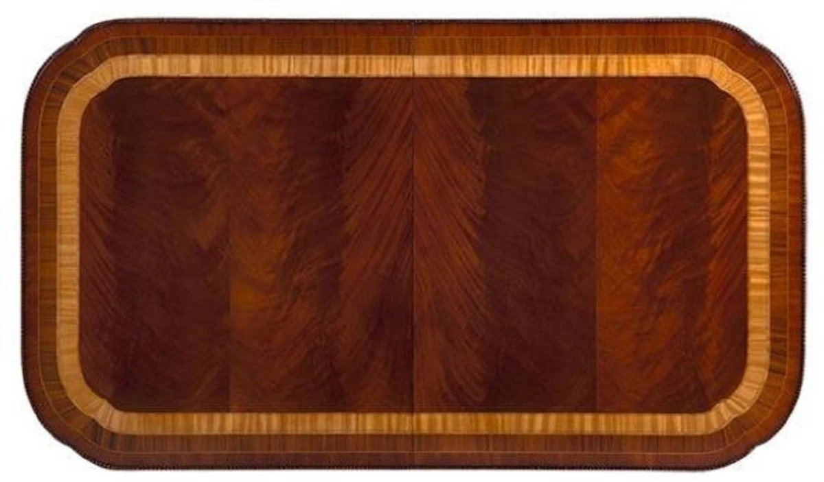 Luxury Art Nouveau dining table brown / dark brown / gold 212-312 x 115 x H. 77 cm - Extendable mahogany kitchen table - Dining room furniture