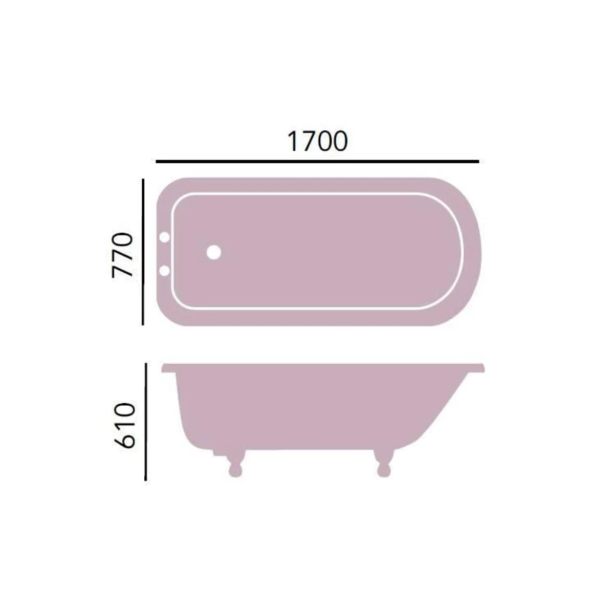 Luxury cast iron bathtub light gray / white 170 cm - Freestanding bathtub - Baroque & Art Nouveau bathroom furniture