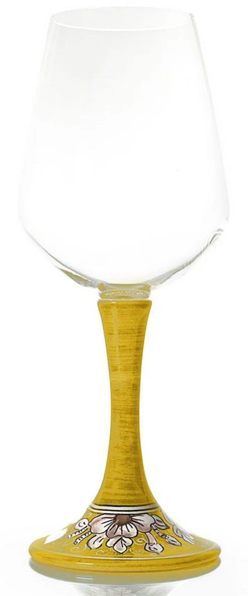 Luxury wine glass set of 6 yellow / multicolored H. 23.5 cm - Handmade & hand-painted wine glasses - Hotel & Restaurant Accessories - Luxury quality - Made in Italy