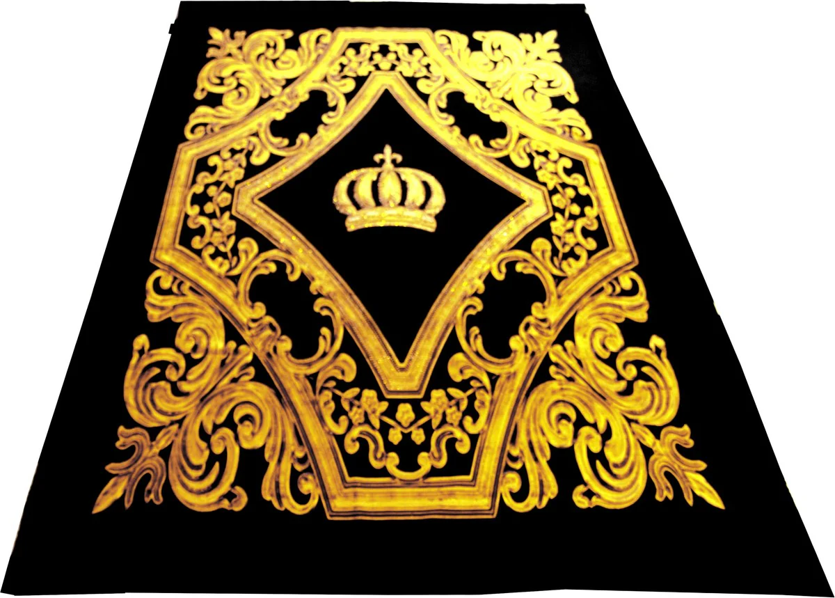 Luxury blanket Pompöös by Barock Krone black / gold by Harald Glööckler with glittering stones