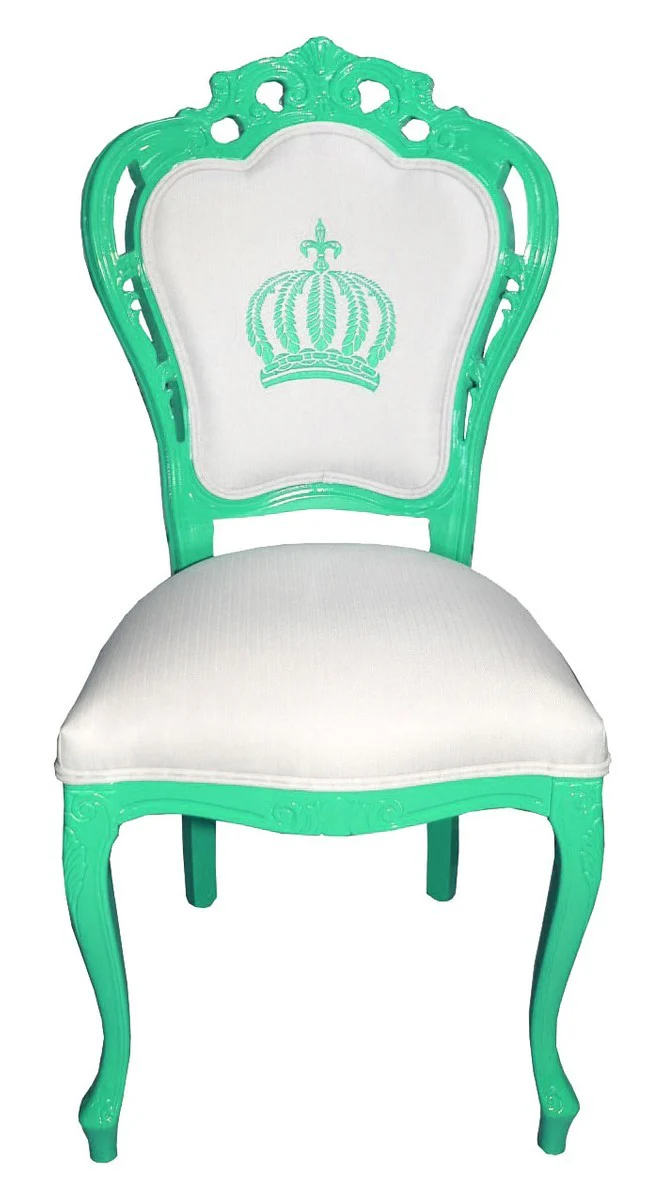 Pompöös by Luxury Baroque Dining Room Chairs White / Green - Pompöös Baroque Chairs designed by Harald Glööckler - 6 Dining Room Chairs - Baroque Furniture
