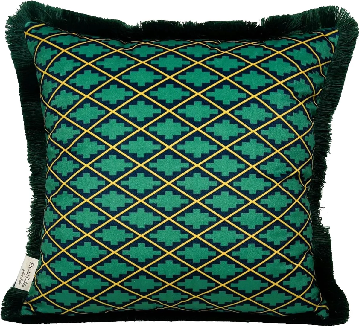 Frida Kahlo by Luxury decorative cushion with rhinestones white / colorful