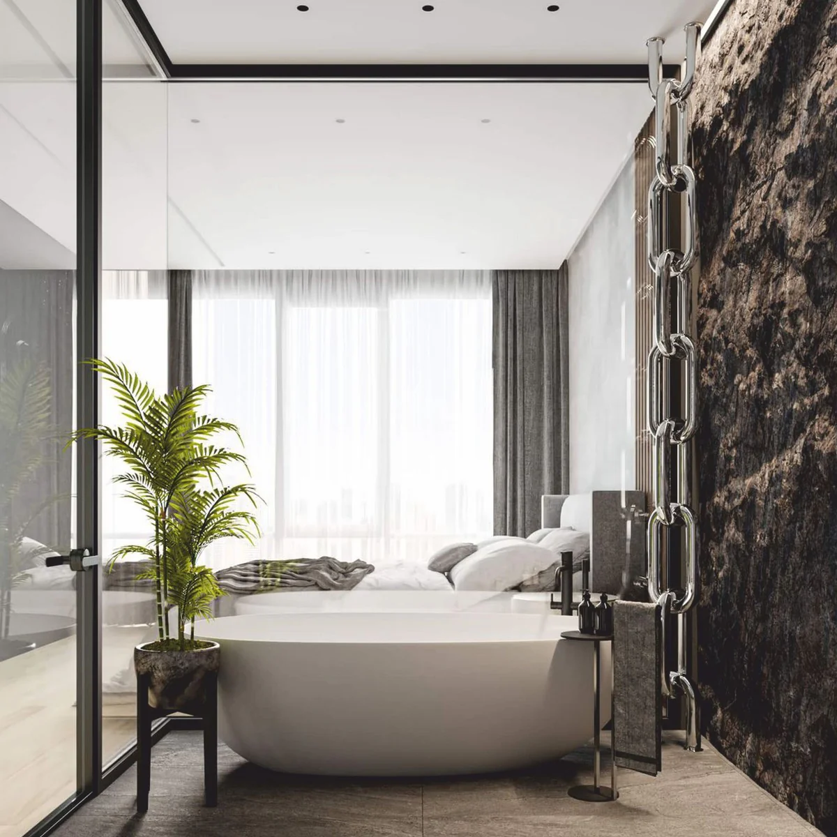 Luxury stainless steel heater in chain shape silver H. 230 cm