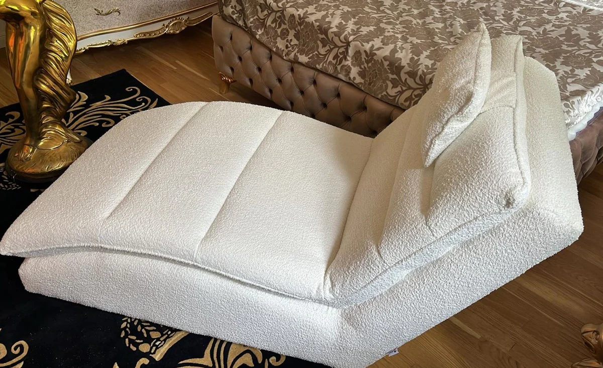 Luxury chaise longue with pillow white 170 cm