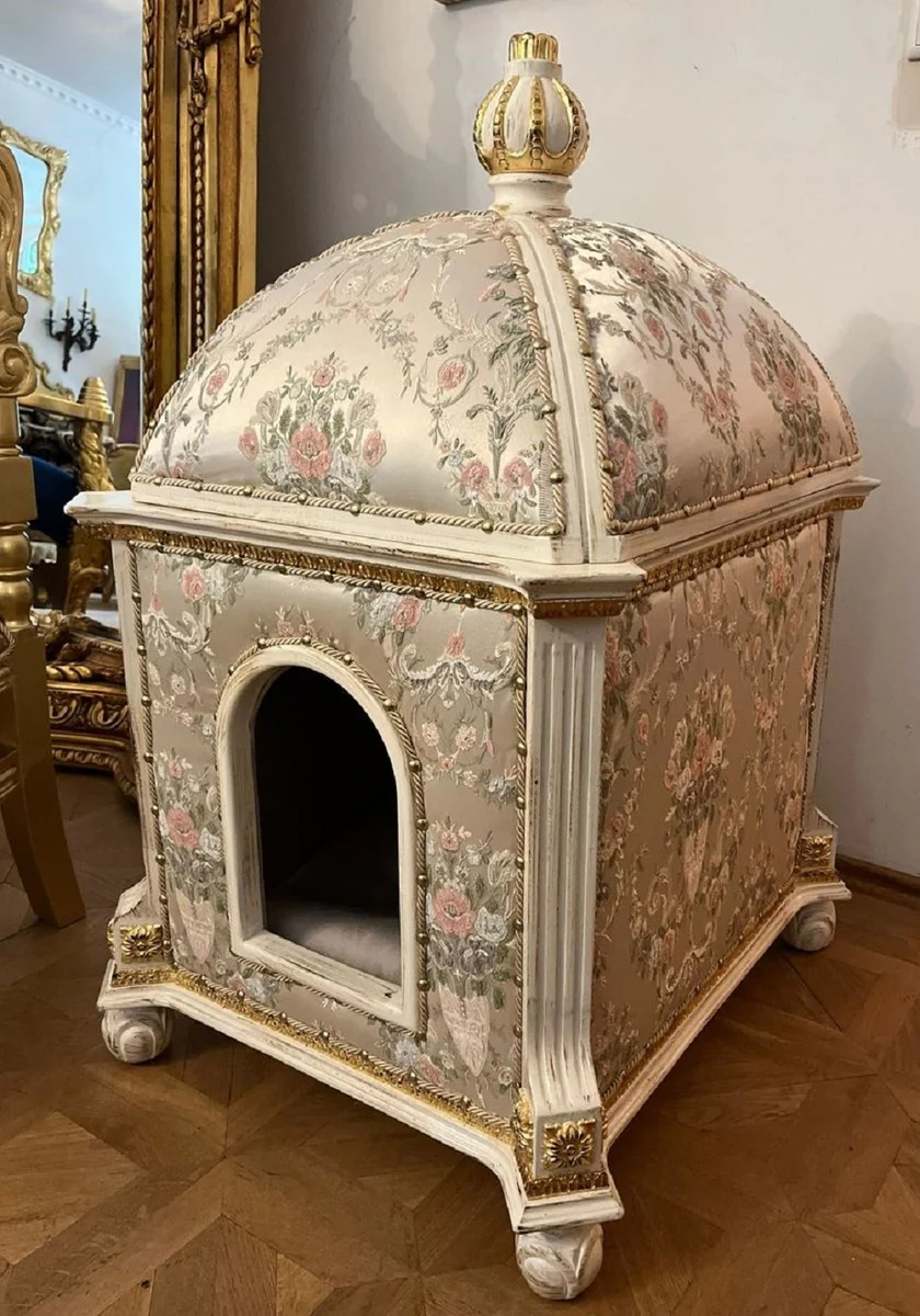 Pompöös by Baroque cat house silver / cream - designed by Harald Glööckler
