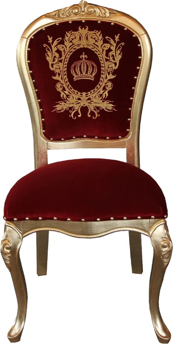 Pompöös by Luxury Baroque Dining Room Chairs with Crown Bordeaux Red / Gold - Pompöös Baroque Chairs designed by Harald Glööckler - 4 dining room chairs
