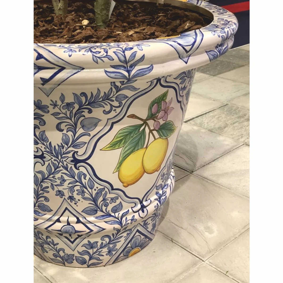 Luxury flower pot blue / white / colorful Ø 80 x H. 63 cm - garden decoration