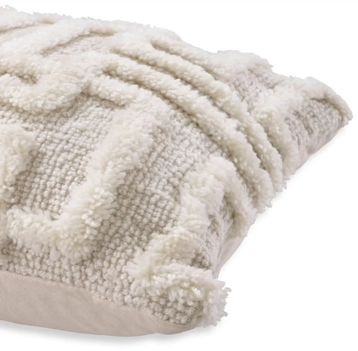 Luxury cushion ivory 60 x 60 cm - Handwoven decorative wool cushion - Square decorative cushion - Living room decoration - Luxury decorative accessories - Luxury collection