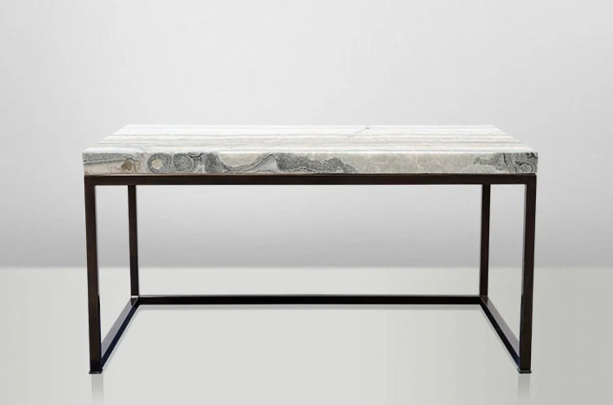 Art Deco side table onyx / metal 80 x 50 cm - Art Nouveau table - furniture coffee table