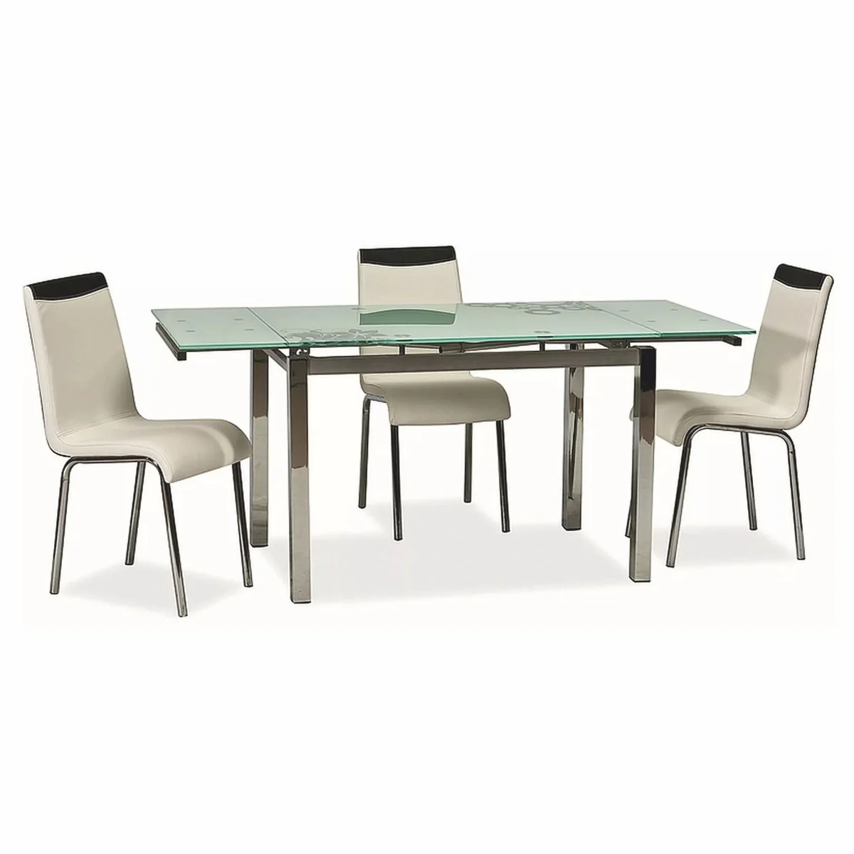 Metal dining table with glass top silver 110-170 cm - Expandable kitchen table