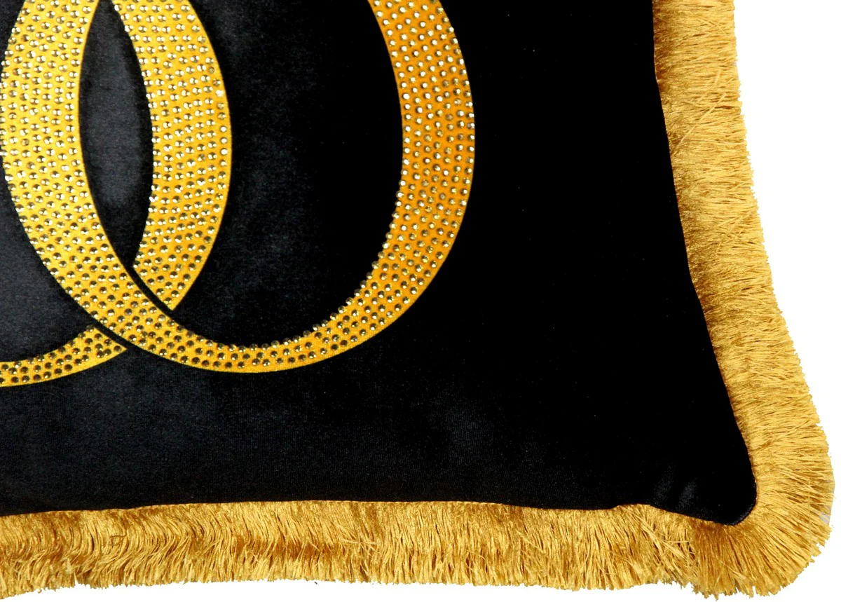 Harald Glööckler Pillow Pompöös by Black / Gold Crown Deluxe with Rhinestones - Glööckler Luxury Baroque Pillow