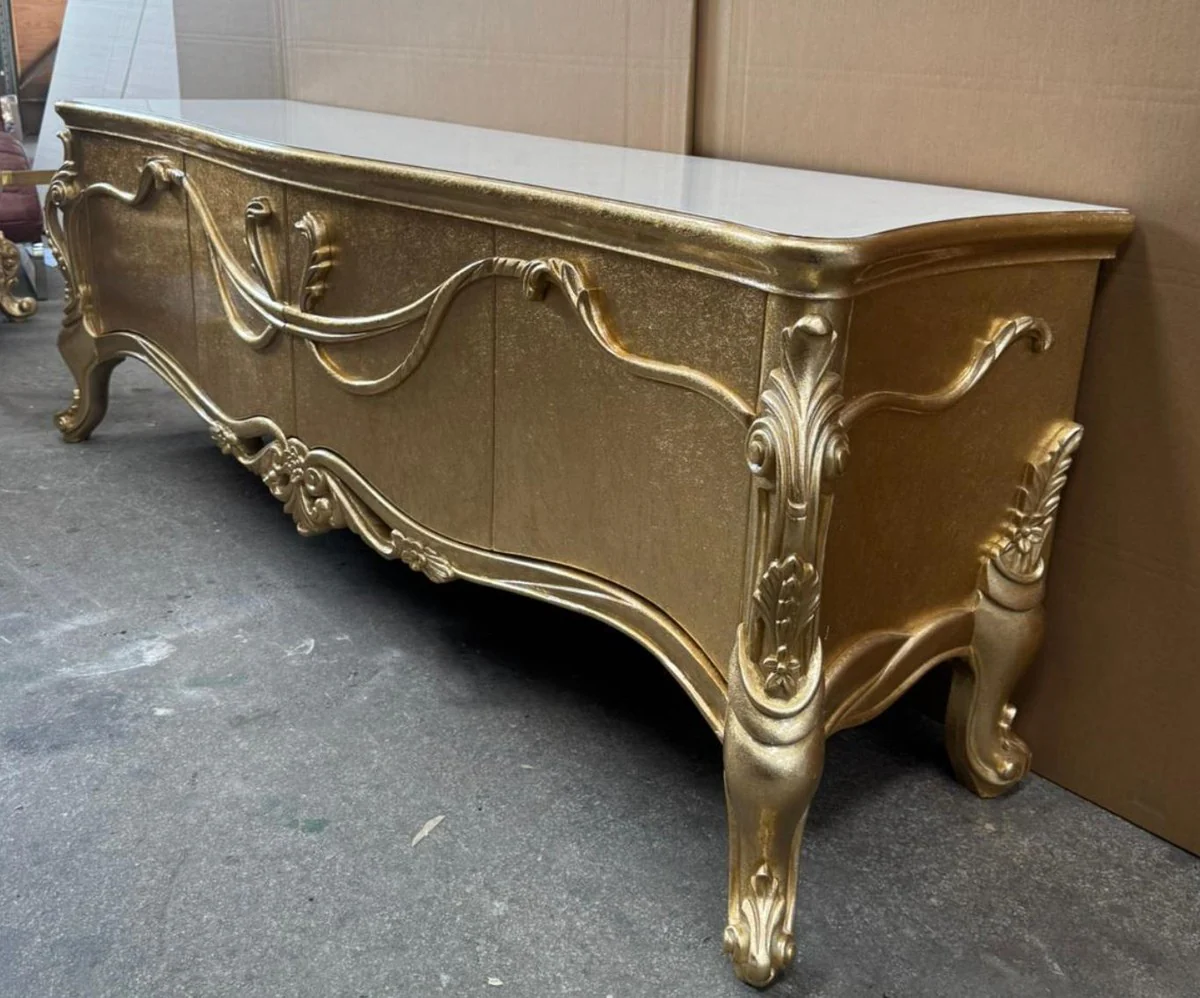 Luxury Baroque TV Cabinet Gold / White 185 cm - Baroque Furniture