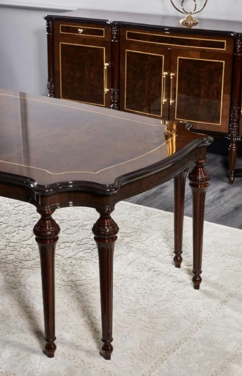 Luxury Baroque Dining Table Dark Brown - Handmade Solid Wood Dining Room Table - Luxury Dining Room Furniture in Baroque Style - Baroque Furniture - Baroque Furnishings