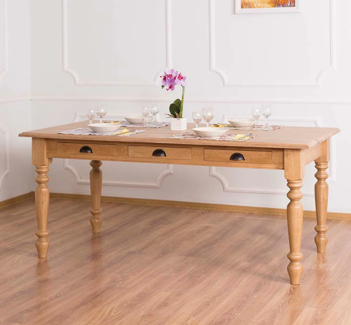 Country house style dining table natural color 180 x 90 x H. 78 cm - country house style dining room furniture