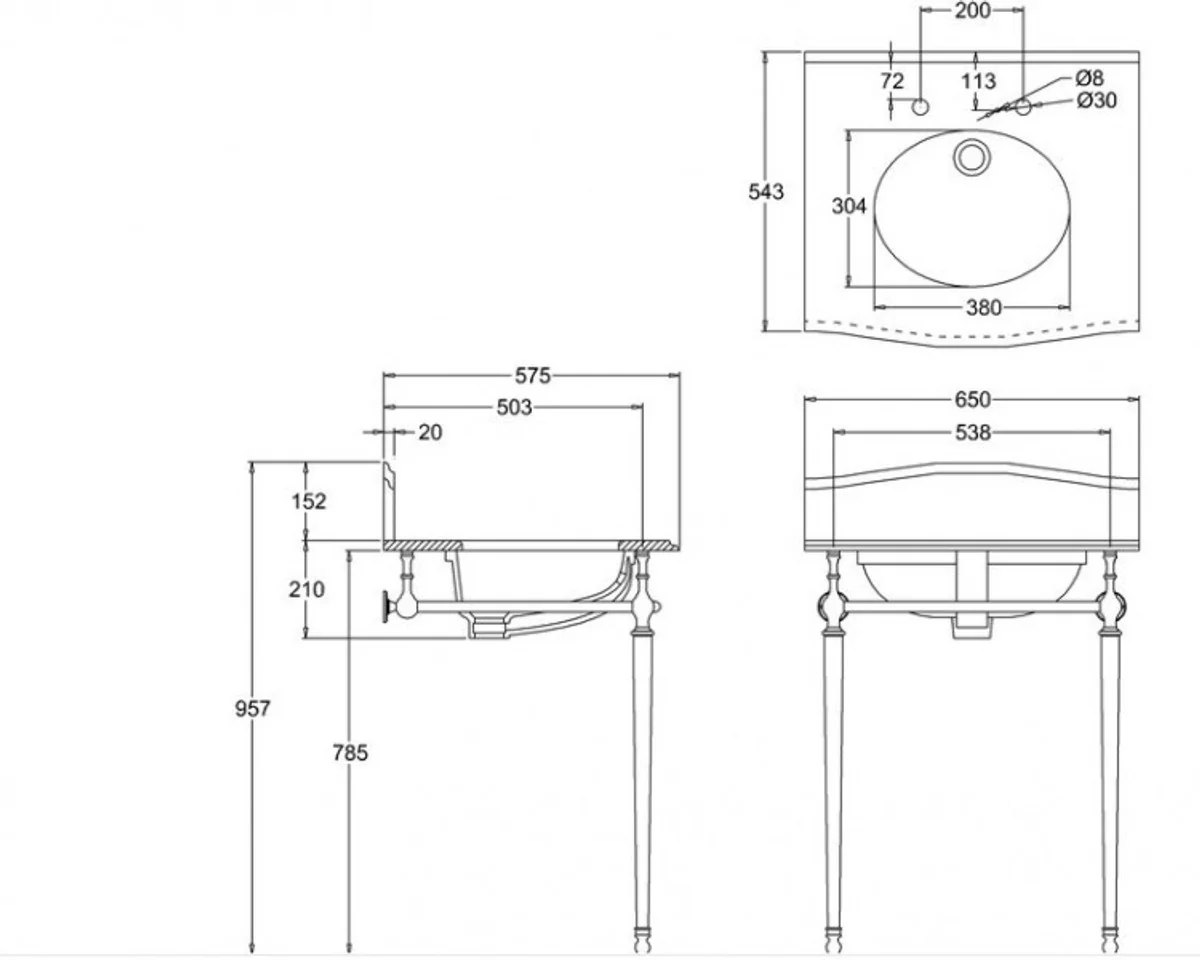 Luxury Art Nouveau standing washbasin white / chrome with marble top W 65cm with splash guard at the back and sides - Art Deco washbasin baroque antique style