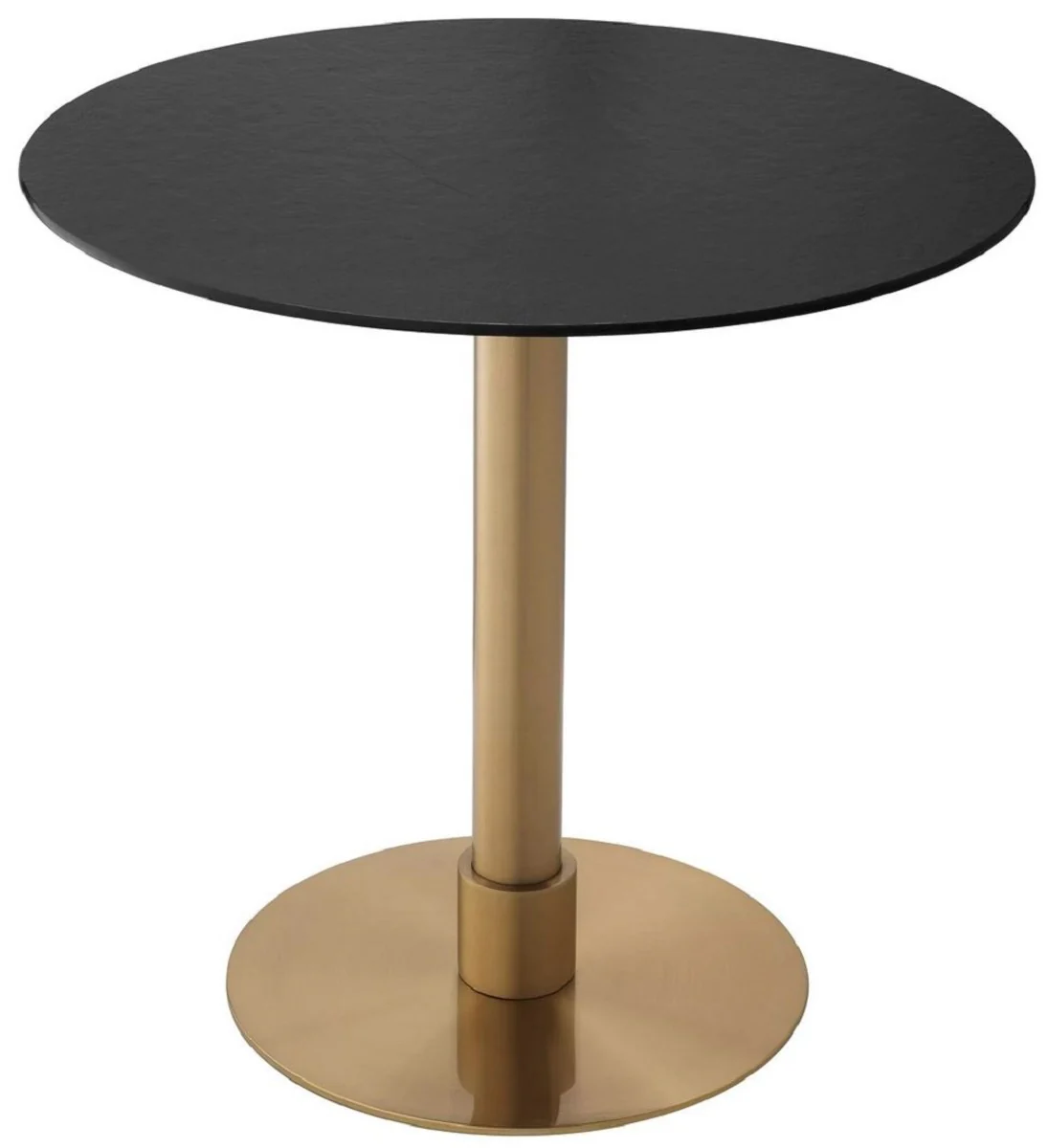 Luxury dining table black / brass Ø 80 x H. 76 cm - Round stainless steel kitchen table with ceramic table top - Dining room furniture - Dining room furnishings - Luxury furniture - Luxury furnishings