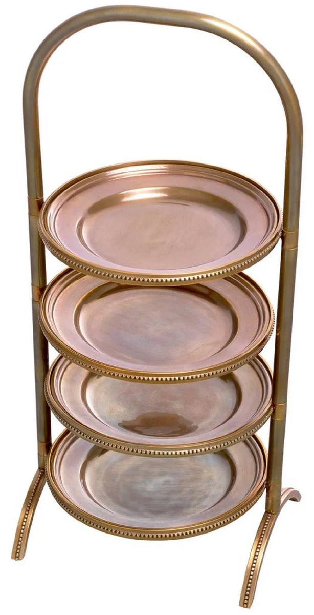 Luxury etagere with carrying handle vintage brass 21 x 18.5 x H. 47.5 cm - Gastronomy Accessories - Restaurant Accessories - Hotel Accessories - Luxury Accessories - Luxury Quality