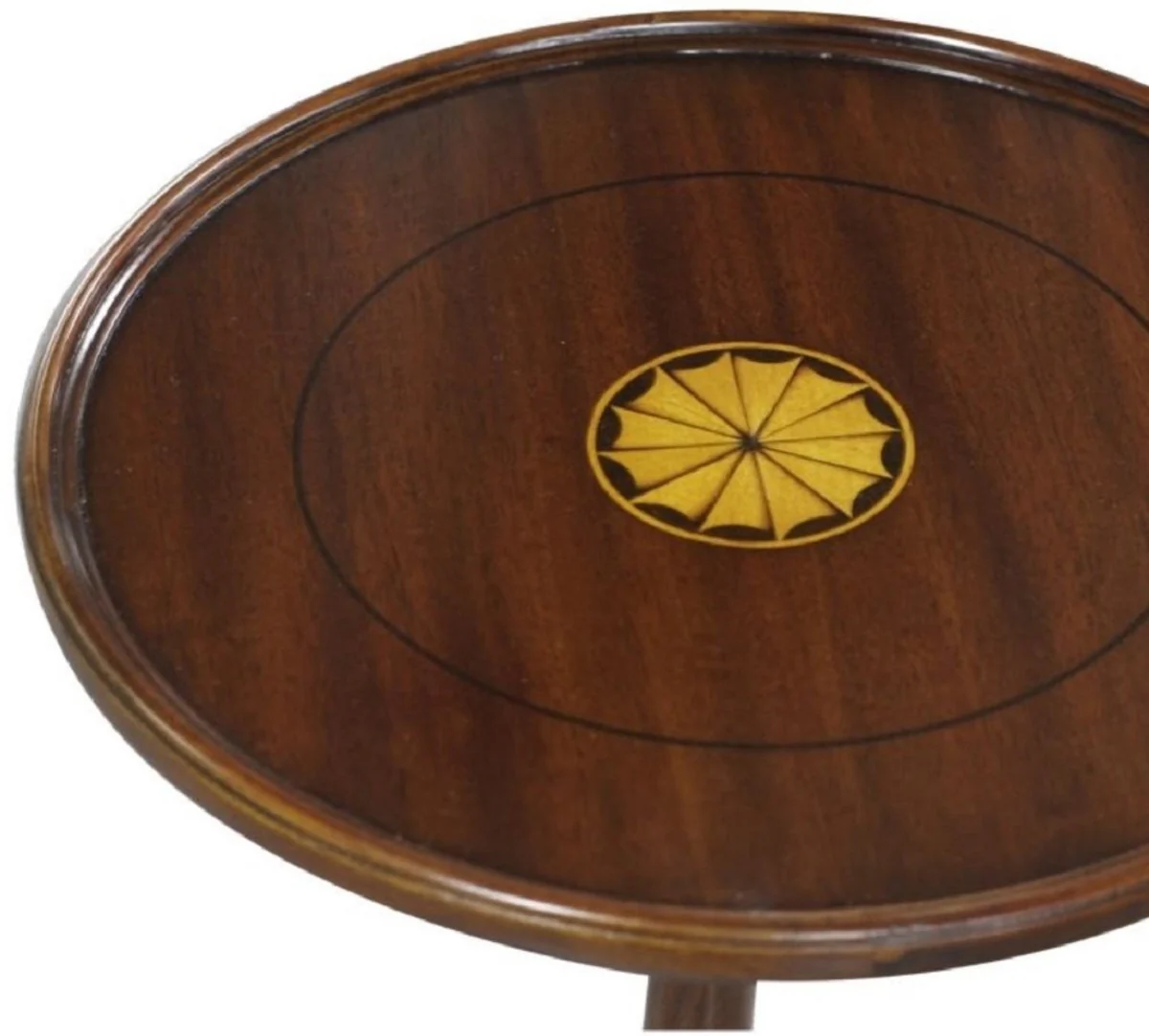 Luxury baroque side table dark brown / gold Ø 30 x H. 62 cm - round mahogany flower table