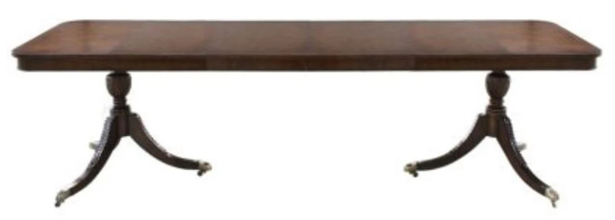 Luxury mahogany dining table with wheels light brown / dark brown 180 x 95 x H. 89 cm - luxury dining room furniture