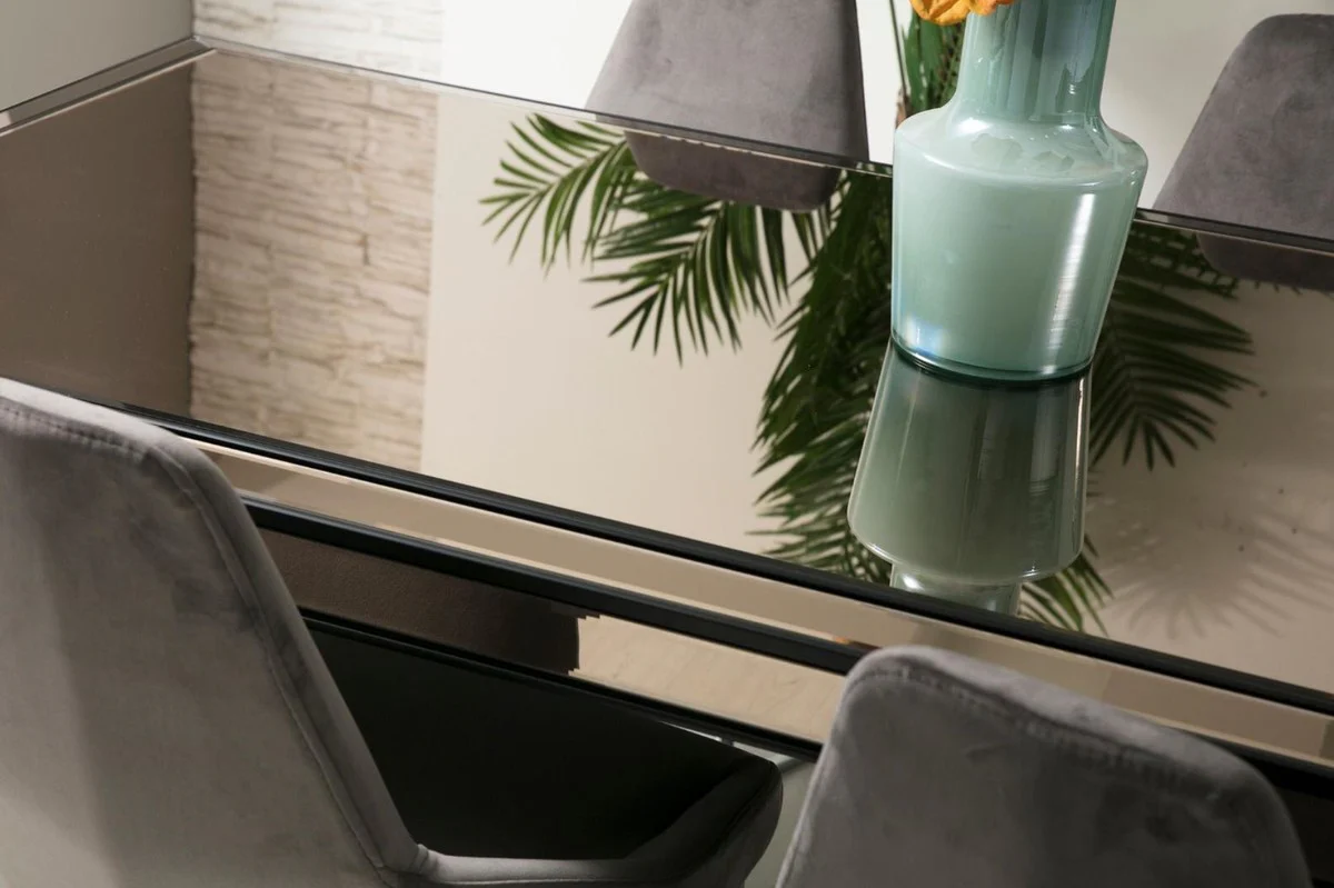 Luxury Dining Room Set Black / Gray / Silver - 1 Dining Room Table & 6 Dining Chairs - Luxury Dining Room Furniture